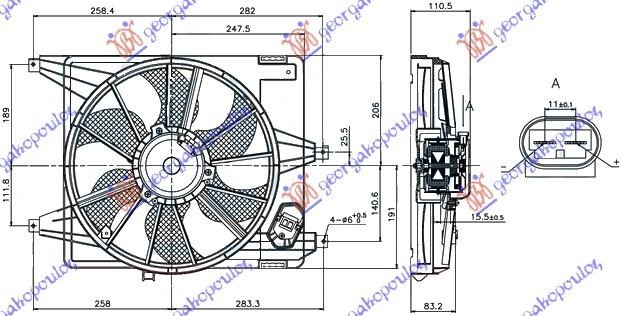 VENTILATOR KOMPL.1.4-1.6 BENZ(38cm)