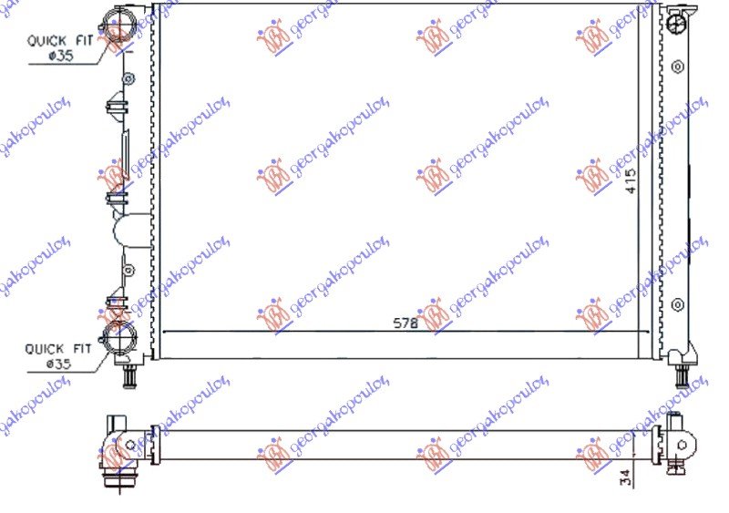 HLADNJAK 1.6 16v TWINSPARK 05- (580x410x