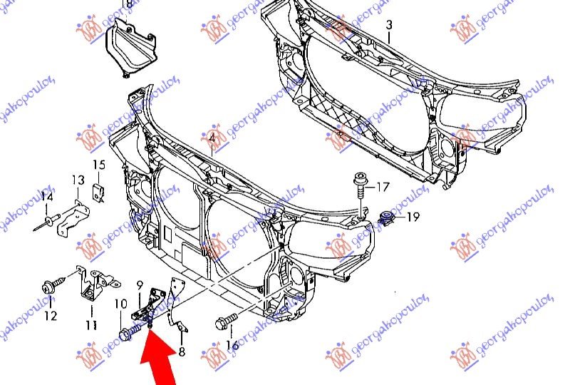 FR. PANEL HEAD LAMP BRACKET PLASTIC