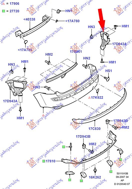 RR BUMPER SIDE BRACKET (PLAST.) 3/5D