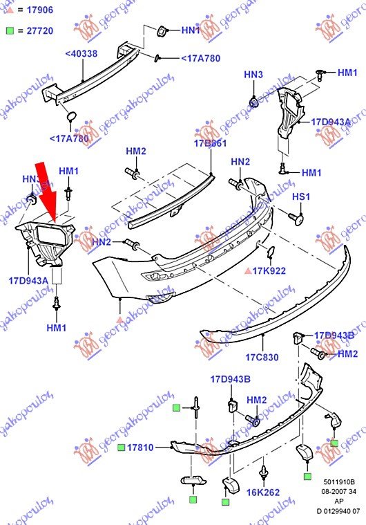 RR BUMPER SIDE BRACKET (PLAST.) 3/5D