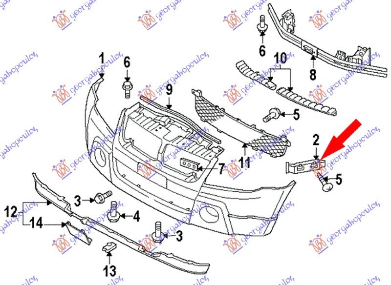 FRONT BUMPER STAY PLASTIC -13 (RHLH)