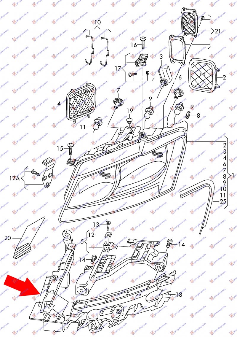 HEAD LAMP PANEL LOWER OUTER PLASTIC