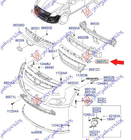 GRILLE PLASTIC UPPER (O)