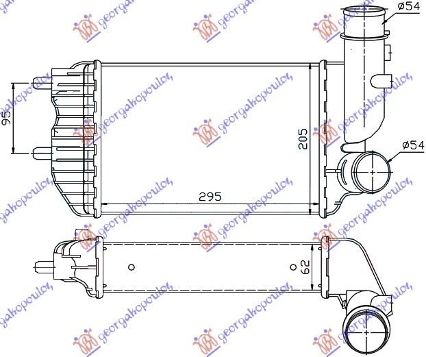 HLAD INTERCOOLER TURBO DIZEL(295x202x60)