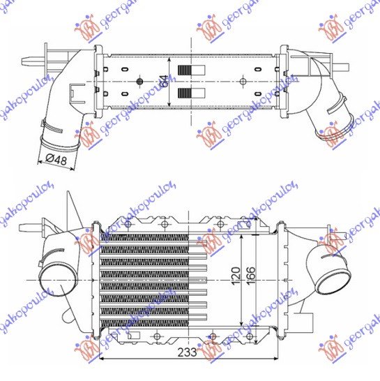 RADIATOR  INTER.2.0-2.2TDI 16V (233x128)