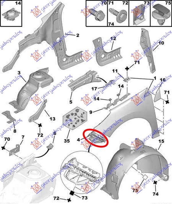 FR. BUMPER SIDE BRACKET PLASTIC UPPER