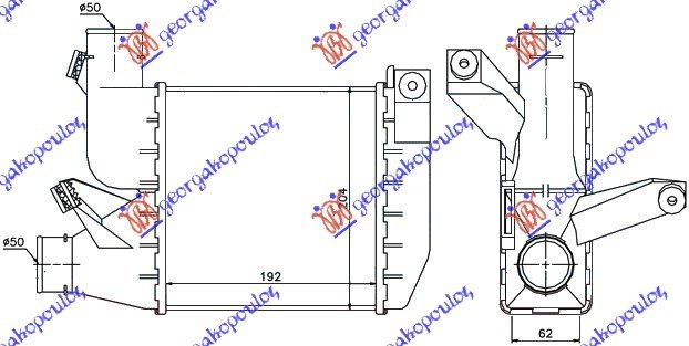 RADIATOR INTERC. 2,5 TD (192x204x62)