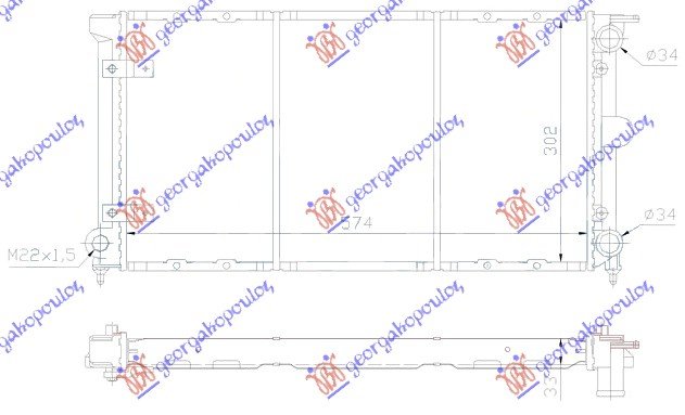 RADIATOR 1.5-1.6-1.8 PET/1.6DSL 57x32x34