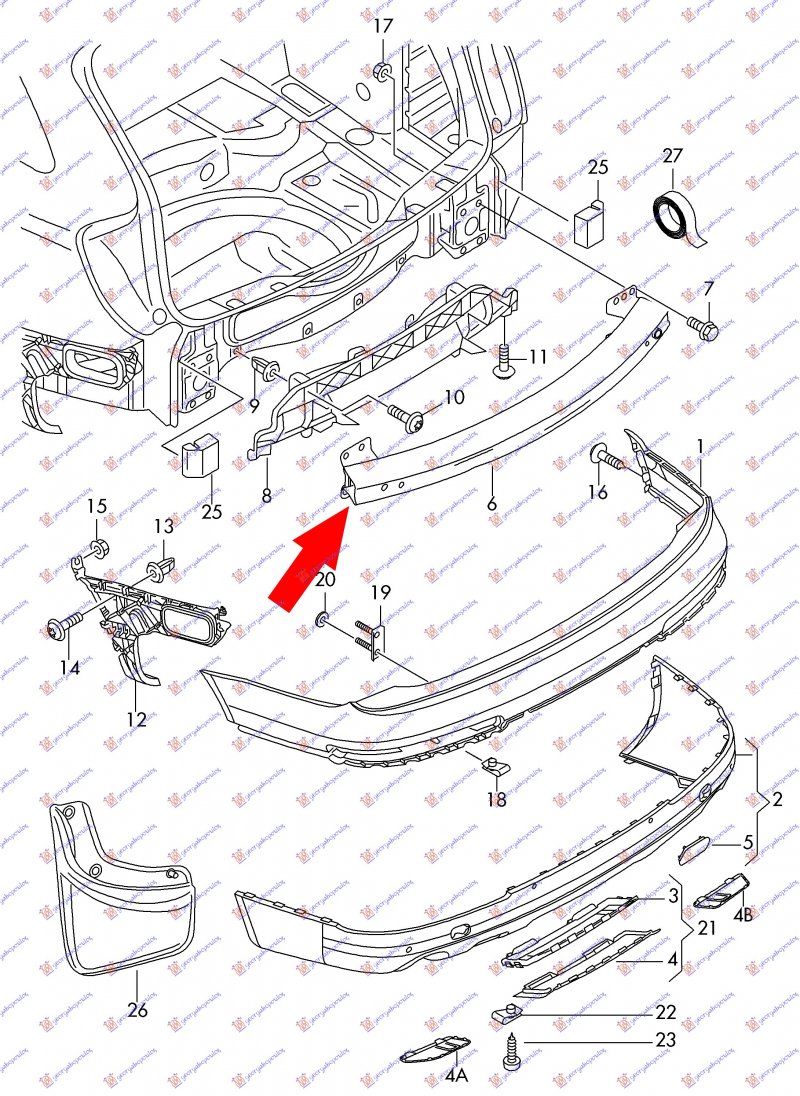 REAR BUMPER REINFORCEMENT ALUMIN.