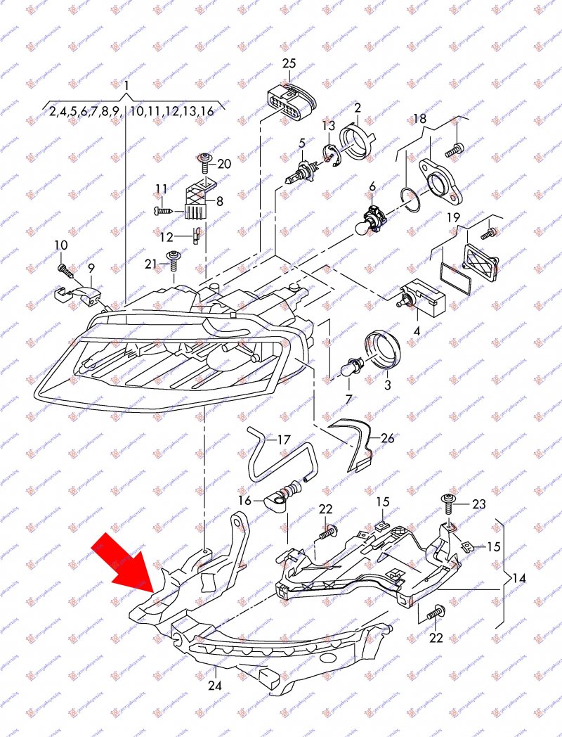 HEAD LAMP PANEL PLASTIC UPPER