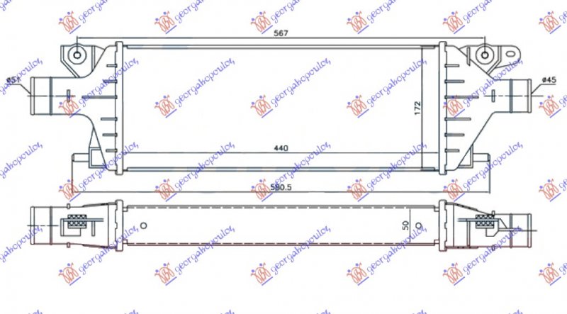 RADIATOR INTERC. 2.0 JTD (440x172x55)