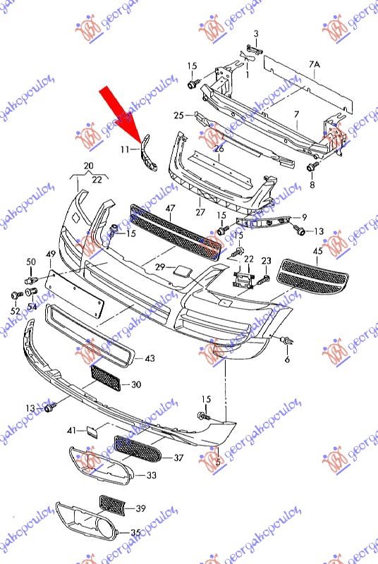 FR. BUMPER BRACKET UPPER PLASTIC -07