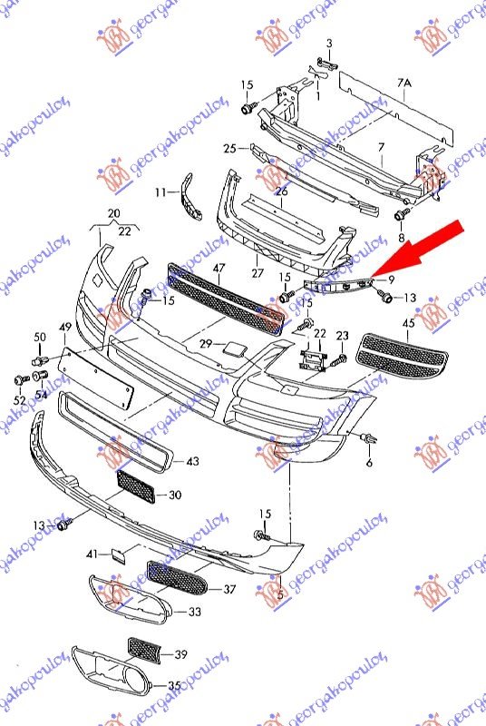 FR. BUMPER BRACKET UPPER PLASTIC -07