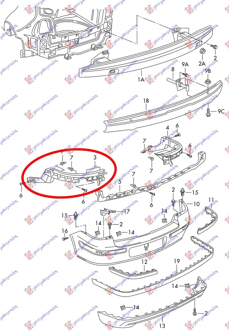 REAR BUMPER BRACKET PLASTIC