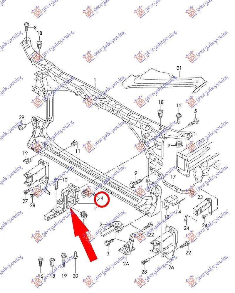 HEAD LAMP PANEL INNER LOWER PLASTIC