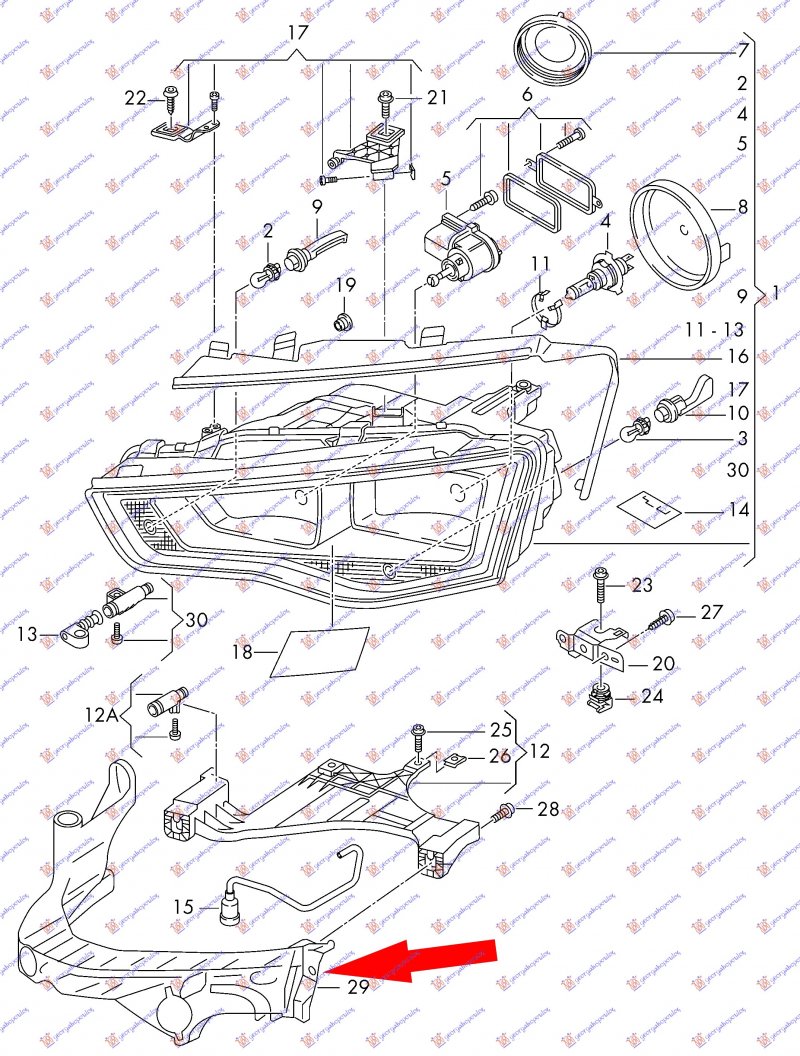 HEAD LAMP PANEL LOWER OUTER PLASTIC