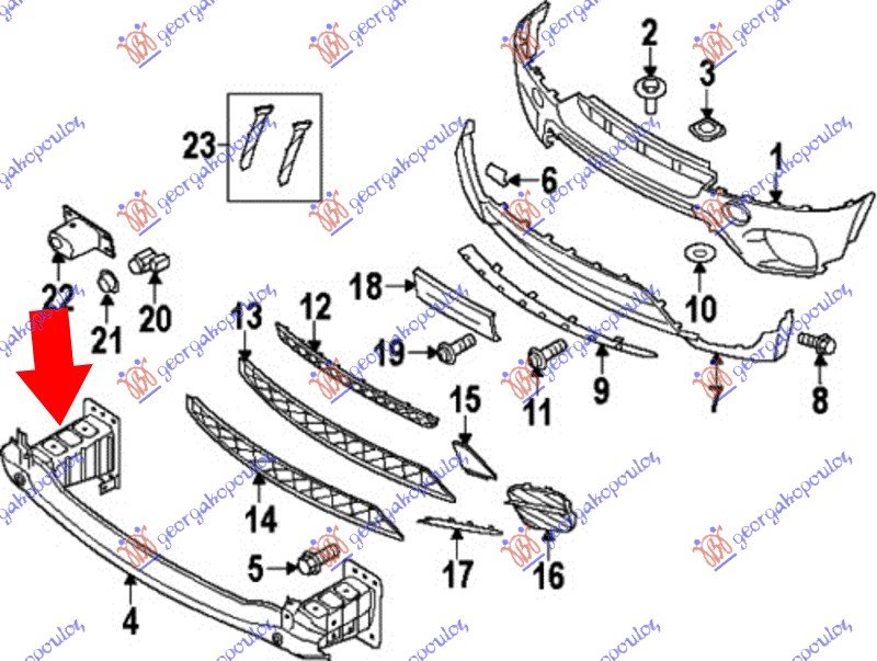 FRONT BUMPER REINFORCEMENT (STEEL)