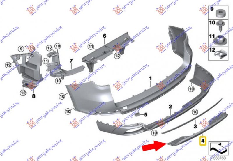 REAR BUMPER MOULDING MIDLE