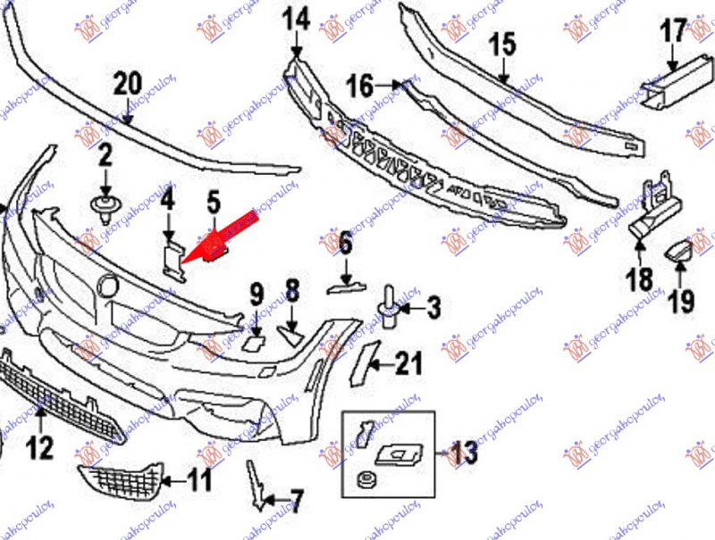 FR. BUMPER BRACKET LOWER PLASTIC MIDDLE