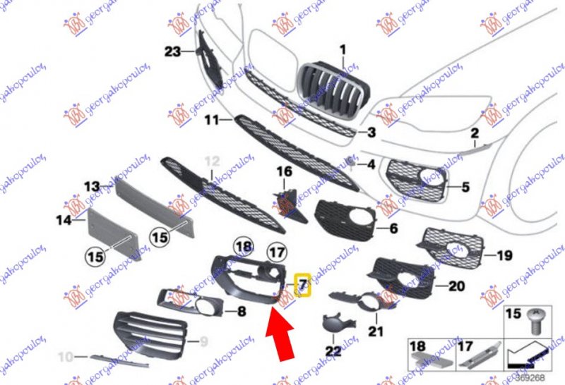 FR. BUMPER  GRILLE INNER (F.L. BASE) 12-