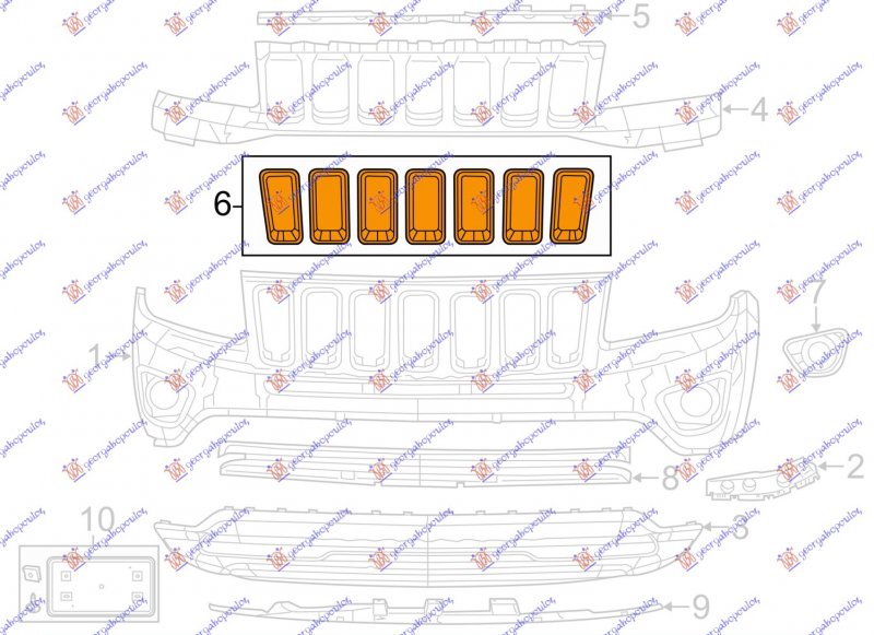 GRILLE MOULDING CHROME (7 PCS)