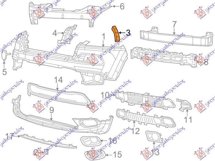 FRONT BUMPER BRACKET PLASTIC UPPER