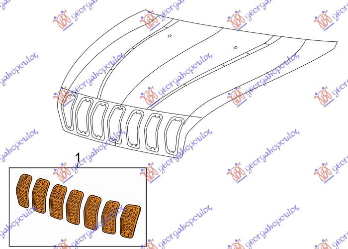 GRILLE COMPLETE BLACK W/CHROM (SET 7 PCS