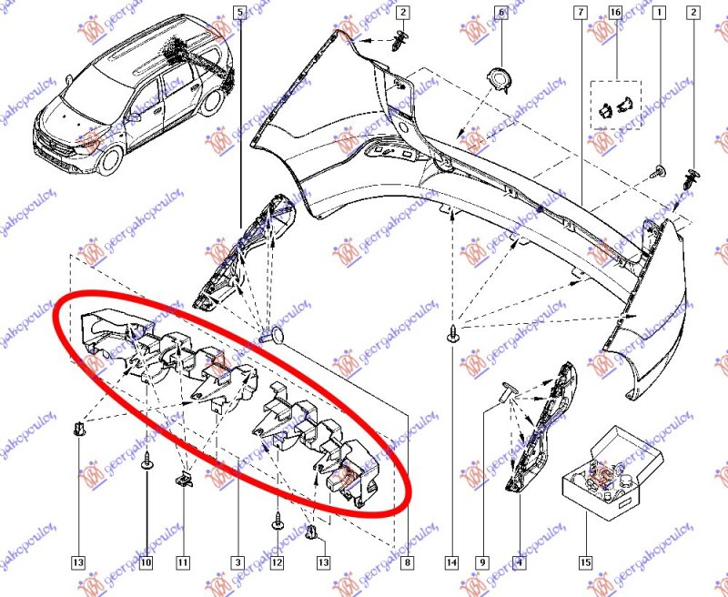 REAR BUMPER PLASTIC REINFORC. (SET)