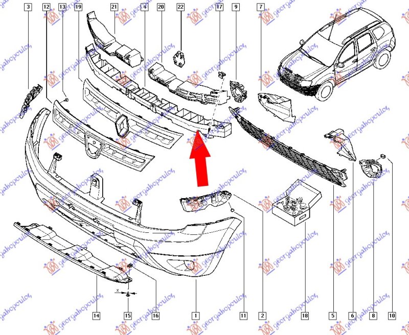 FR. BUMPER REINFORCEMENT PLASTIC