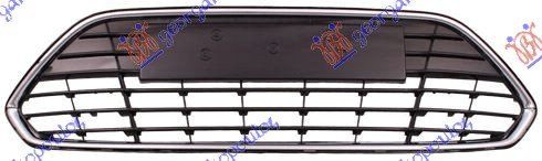 FR. BUMPER GRILLE BLACK (W/CHROME FRAME)