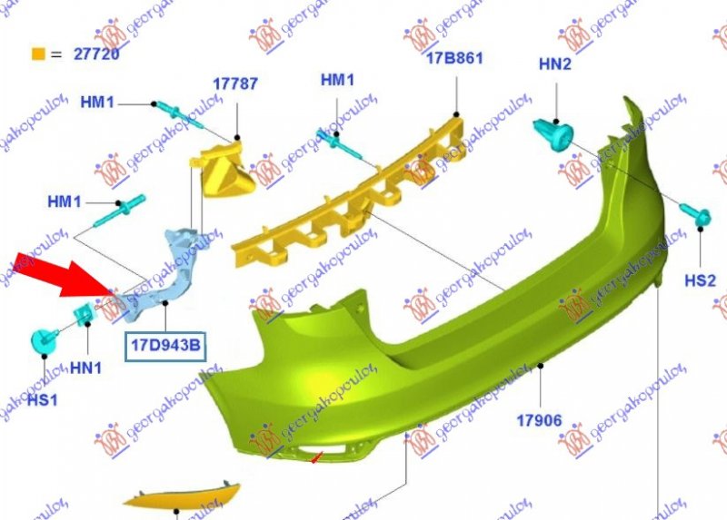 REAR BUMPER SIDE BRACKET 5D PLASTIC