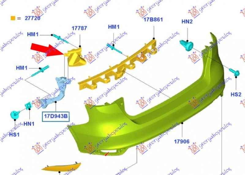 REAR BUMPER SIDE BRACKET 5D PLASTIC