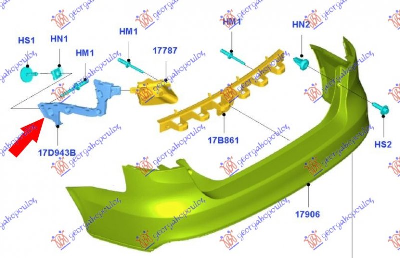 REAR BUMPER SIDE BRACKET 4D PLASTIC