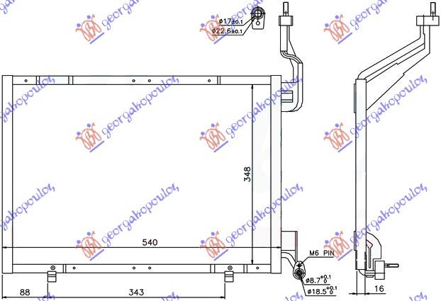 CONDENSER 1,6 TDCi -14 (54x34,8x16)