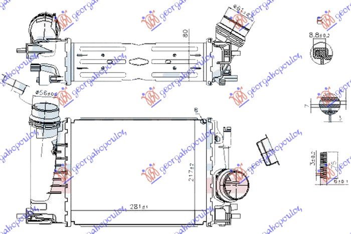 HL. INTERKULERA 1.3 TURBO BEN 280x220x80