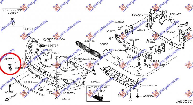 FR. BUMPER SIDE GRILLE (W/F.L. Ho)