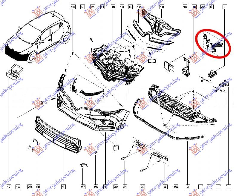 GRILLE BRACKET PLASTIC (SET)