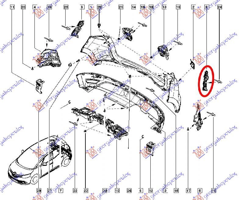 REAR BUMPER SIDE BRACKET PLASTIC