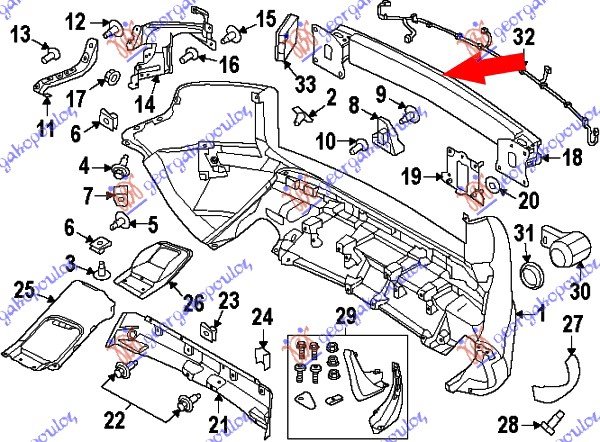 REAR BUMPER REINFORCEMENT (ALUMINIUM)