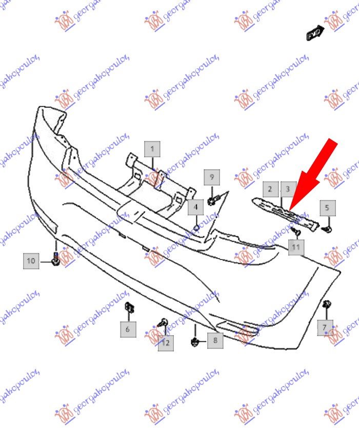 RR. BUMPER SIDE BRACKET PLASTIC UPPER