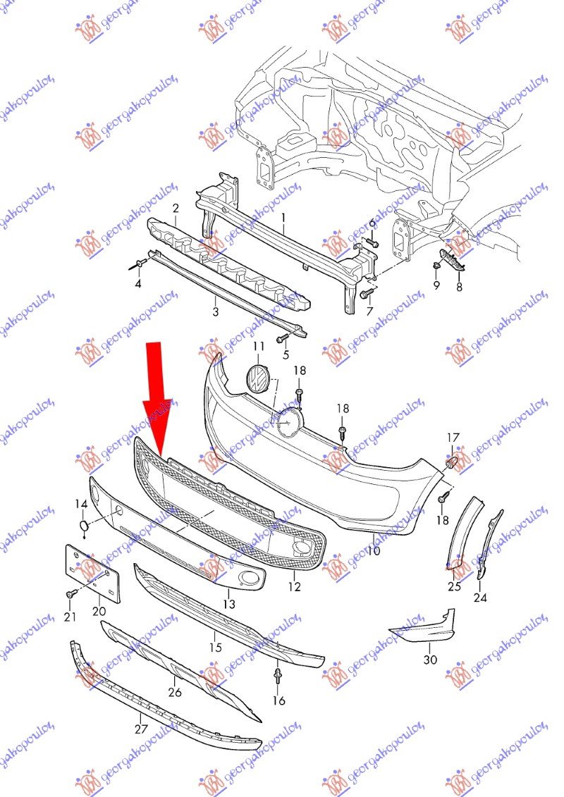 FRONT BUMPER GRILLE INNER