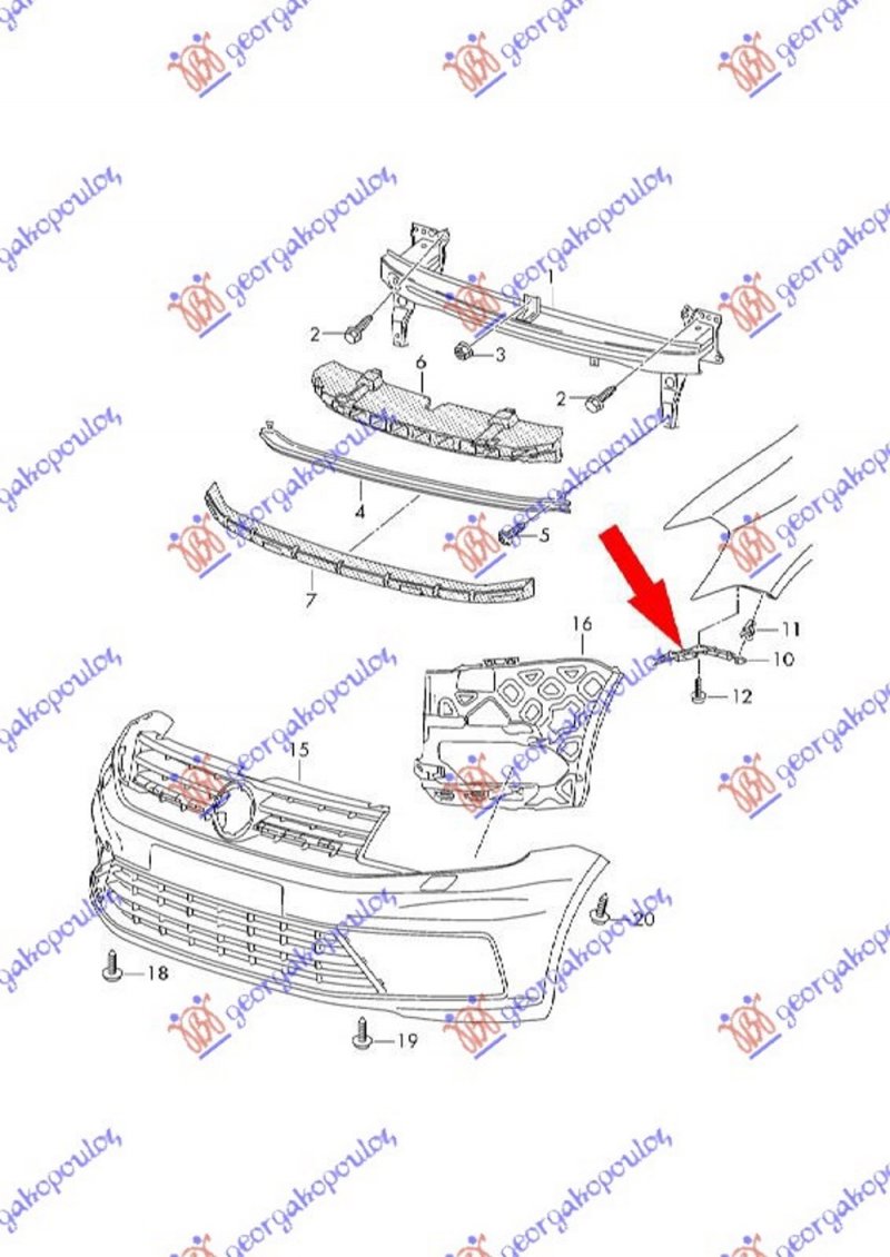 FR. BUMPER SIDE BRACKET PLASTIC UPPER