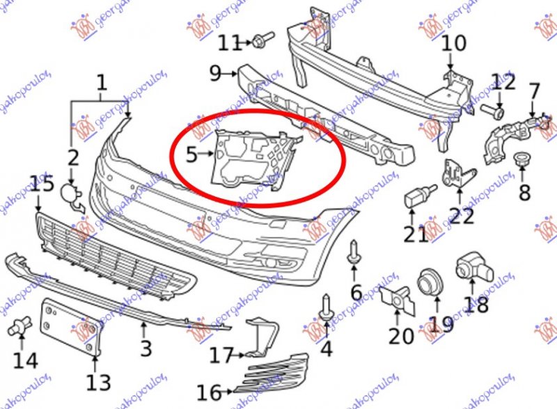 FR. BUMPER SIDE BRACKET PLASTIC GTI